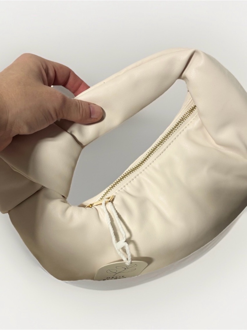 Melie Bianco Alexandria top knot bag Ivory color vegan leather NWT